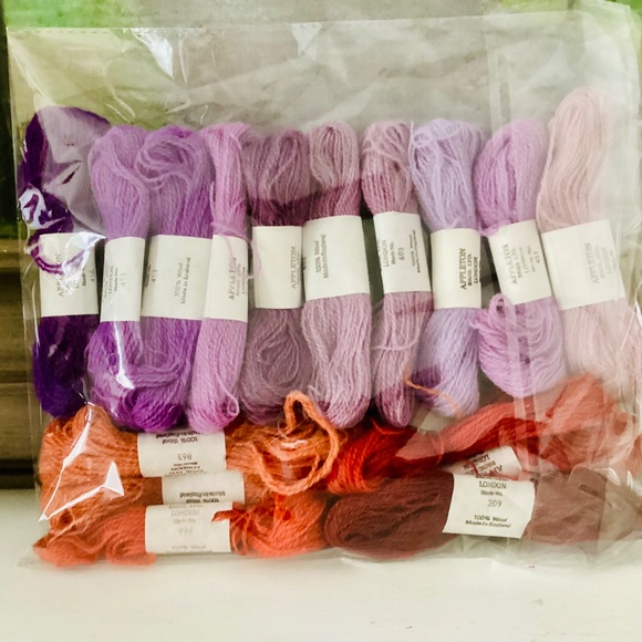 Appleton Yarn of London Wool Needlepoint Tapestry Thread Lot of 16 Purple Orange - Picture 10 of 11